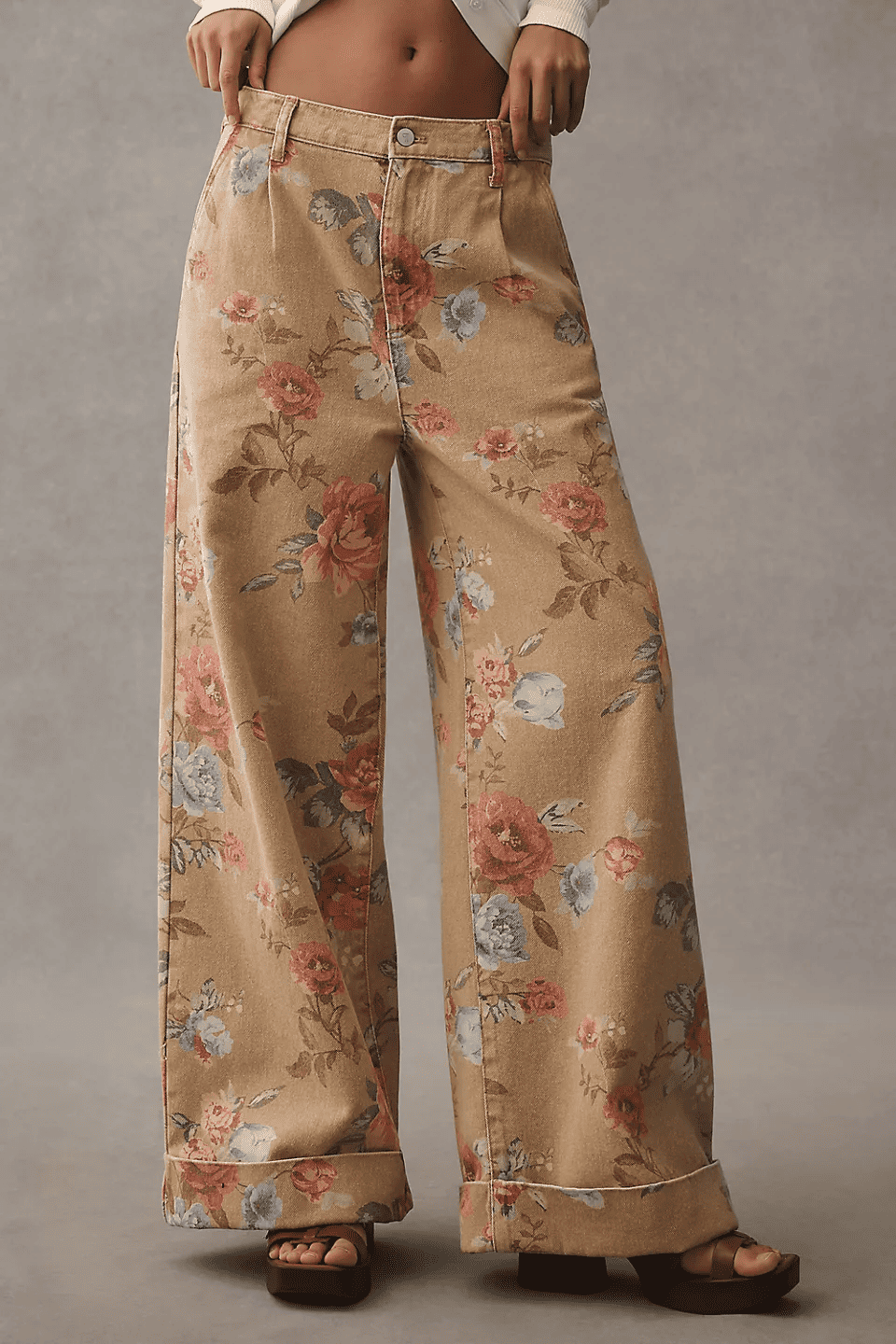 The Double Hem High-Rise Wide-Leg Cuffed Jeans