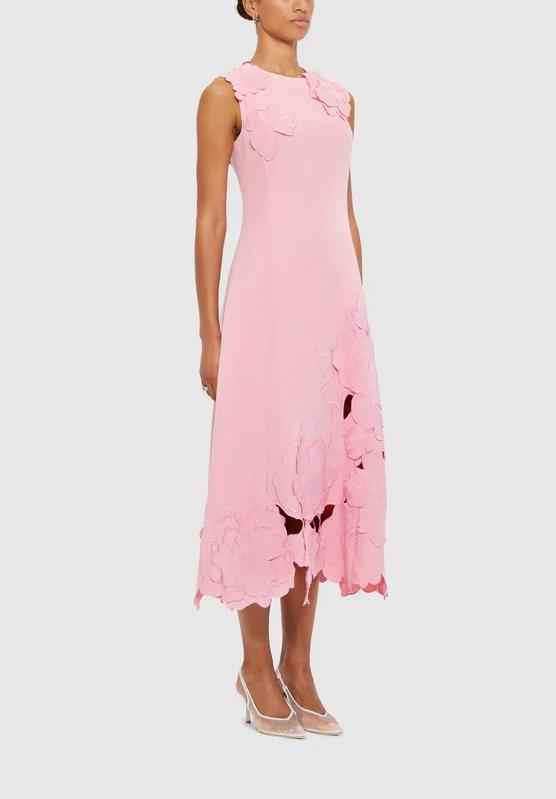 Pink Cream Sleeveless Midi Dress