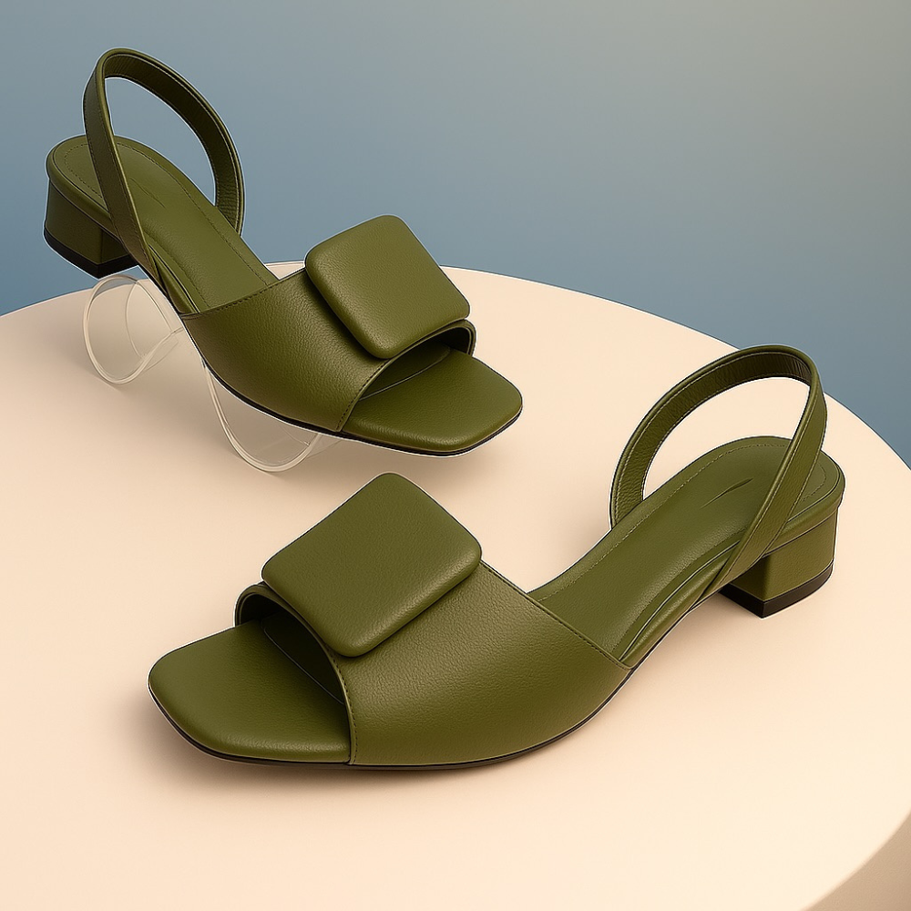 Square Buckle Embellished Sandals