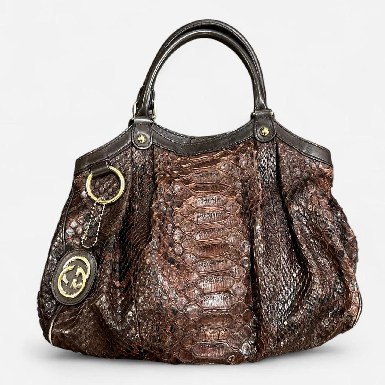 Dark Brown Python Large Sukey Tote