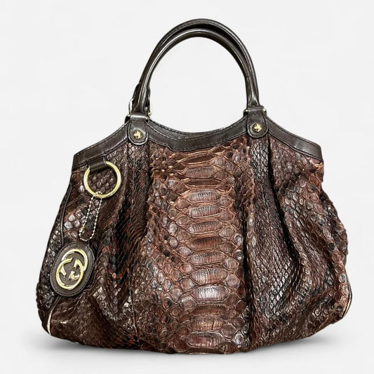 Dark Brown Python Large Sukey Tote